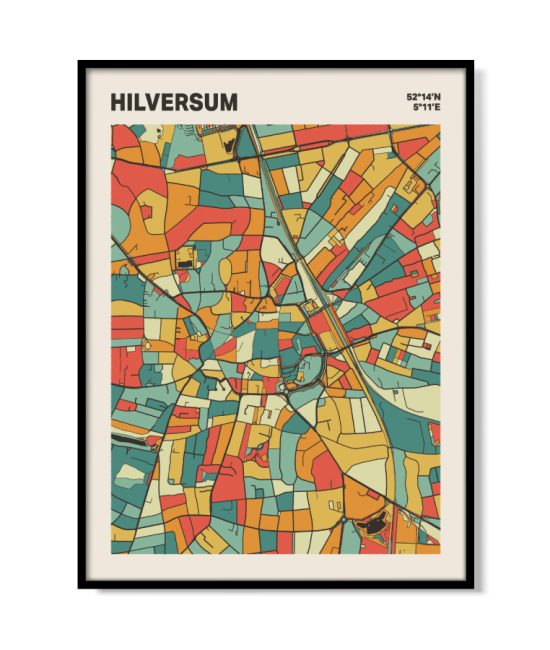 Plattegrond poster Licht Hilversum mozaiek stl 08 mockup lijst 05 | Funky Fellow