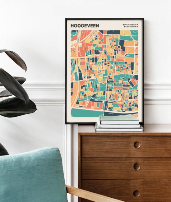 Plattegrond poster Licht Hoogeveen mozaiek stl 01 1 | Funky Fellow