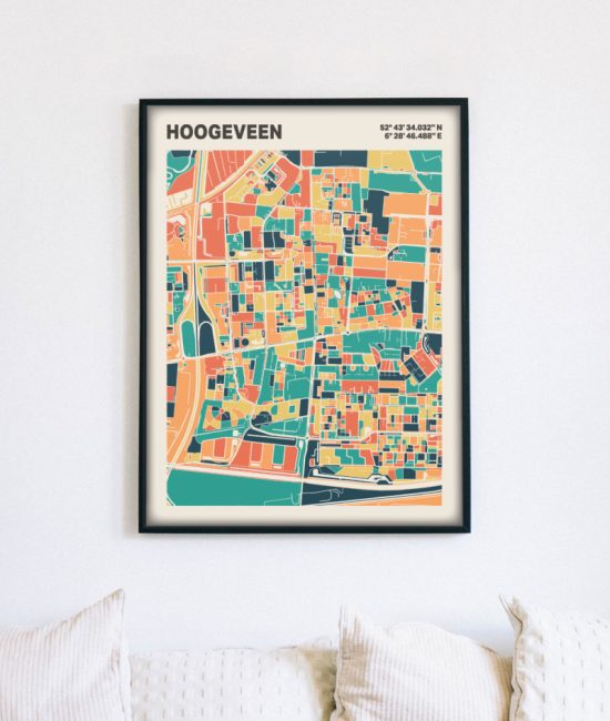 Plattegrond poster Licht Hoogeveen mozaiek stl 01 4 | Funky Fellow