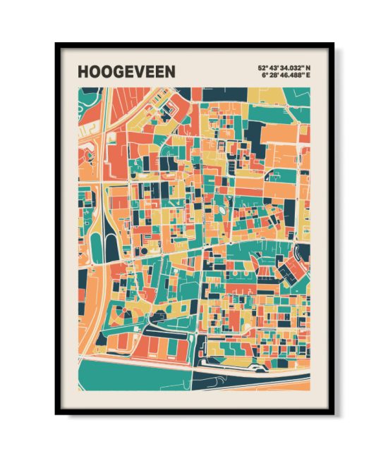 Plattegrond poster Licht Hoogeveen mozaiek stl 01 5 | Funky Fellow
