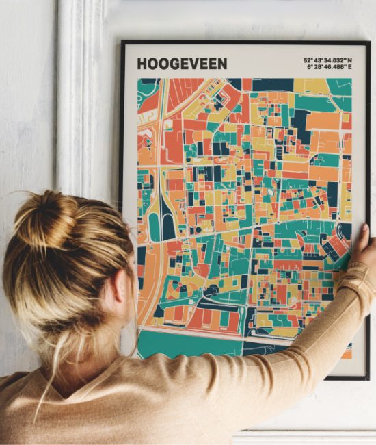 Plattegrond poster Licht Hoogeveen mozaiek stl 01 | Funky Fellow