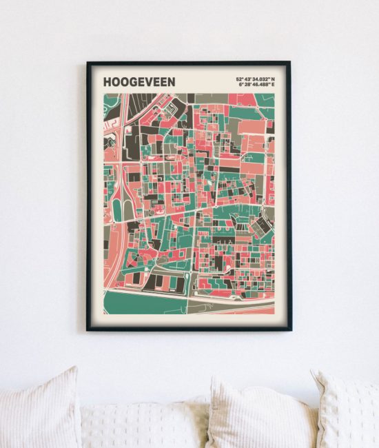 Plattegrond poster Licht Hoogeveen mozaiek stl 02 4 | Funky Fellow