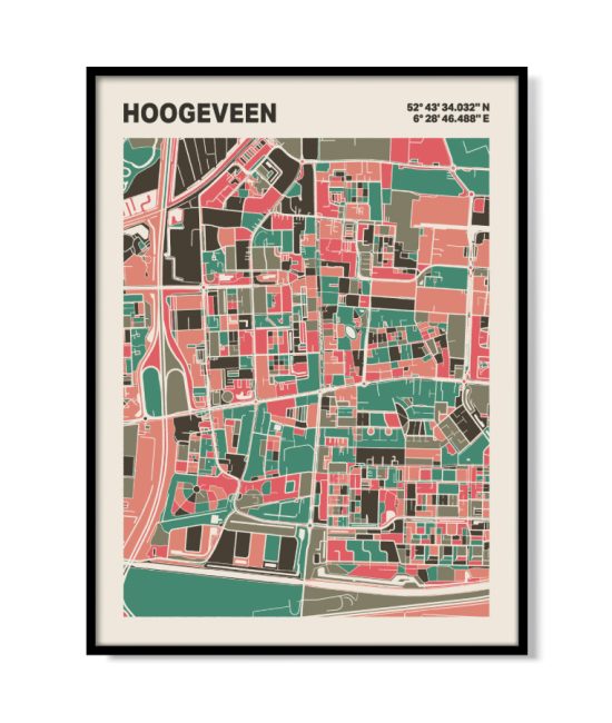 Plattegrond poster Licht Hoogeveen mozaiek stl 02 5 | Funky Fellow