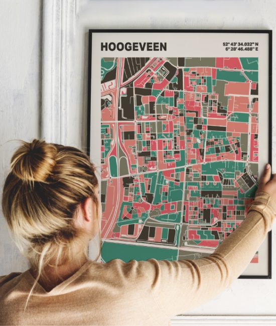 Plattegrond poster Licht Hoogeveen mozaiek stl 02 | Funky Fellow