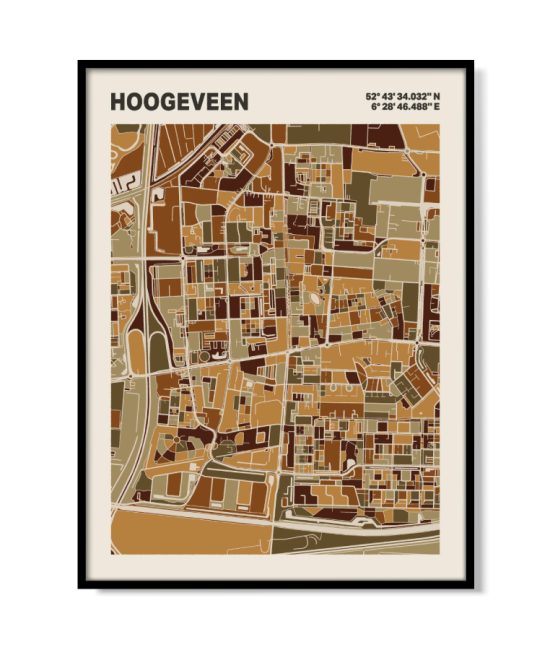 Plattegrond poster Licht Hoogeveen mozaiek stl 03 5 | Funky Fellow