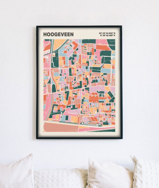 Plattegrond poster Licht Hoogeveen mozaiek stl 04 4 | Funky Fellow