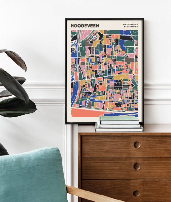 Plattegrond poster Licht Hoogeveen mozaiek stl 05 1 | Funky Fellow