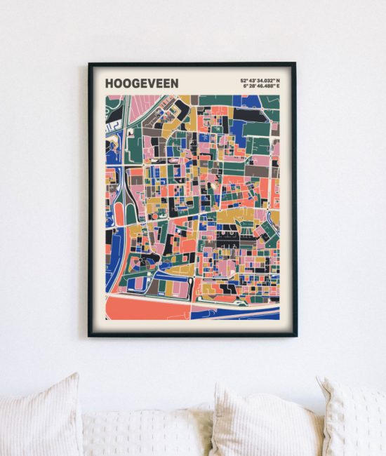 Plattegrond poster Licht Hoogeveen mozaiek stl 05 4 | Funky Fellow
