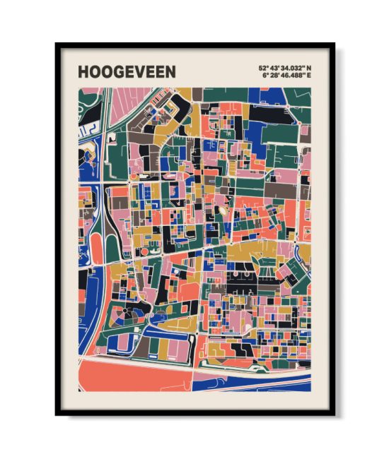 Plattegrond poster Licht Hoogeveen mozaiek stl 05 5 | Funky Fellow