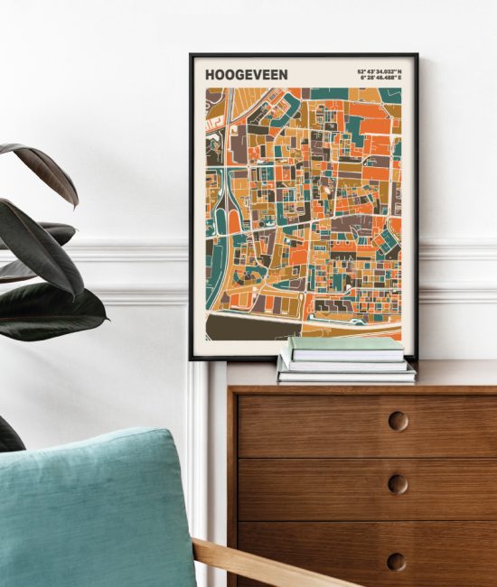 Plattegrond poster Licht Hoogeveen mozaiek stl 06 1 | Funky Fellow