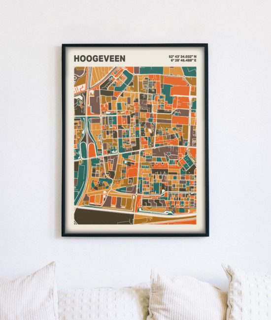 Plattegrond poster Licht Hoogeveen mozaiek stl 06 4 | Funky Fellow