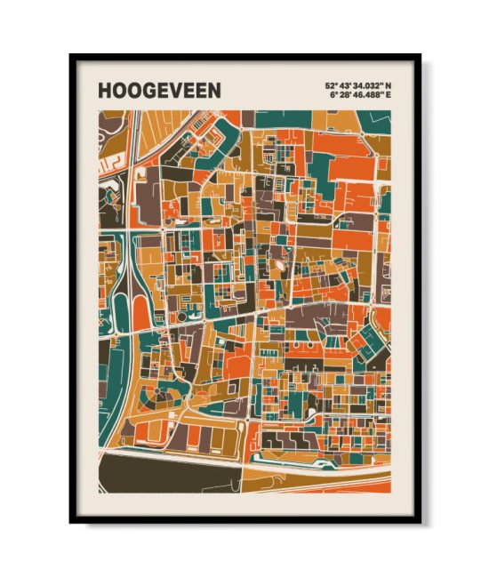 Plattegrond poster Licht Hoogeveen mozaiek stl 06 5 | Funky Fellow