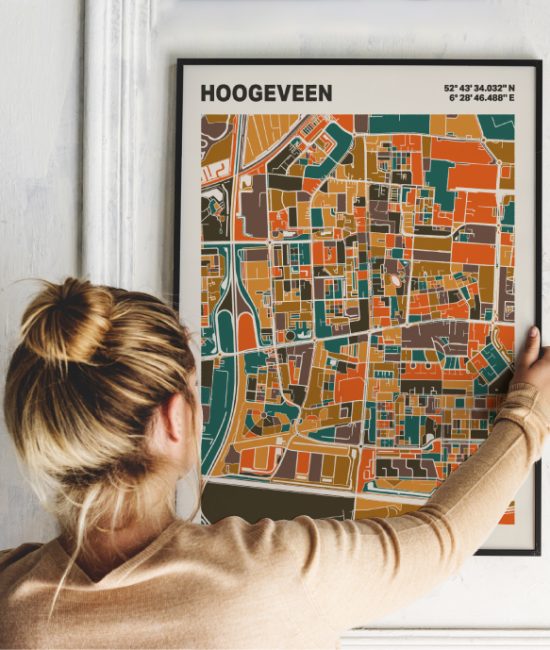 Plattegrond poster Licht Hoogeveen mozaiek stl 06 | Funky Fellow