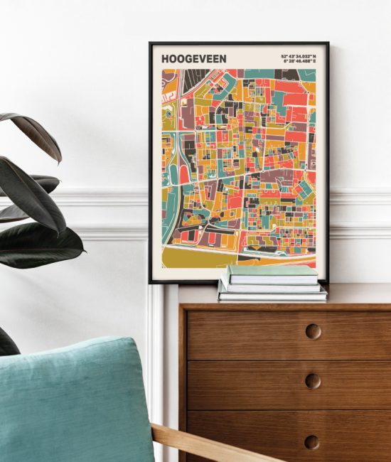 Plattegrond poster Licht Hoogeveen mozaiek stl 07 1 | Funky Fellow