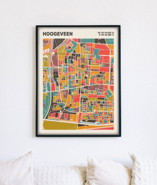 Plattegrond poster Licht Hoogeveen mozaiek stl 07 4 | Funky Fellow