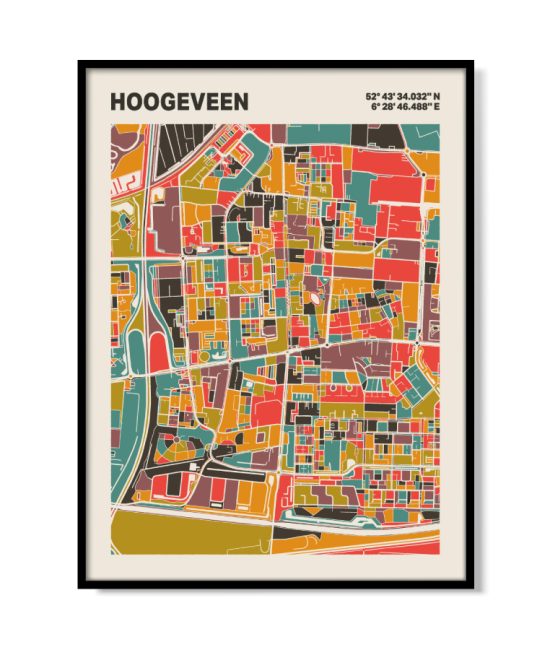 Plattegrond poster Licht Hoogeveen mozaiek stl 07 5 | Funky Fellow