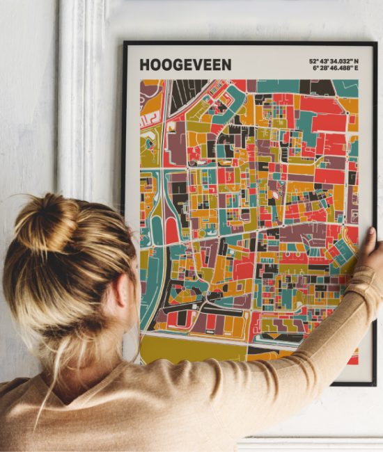 Plattegrond poster Licht Hoogeveen mozaiek stl 07 | Funky Fellow