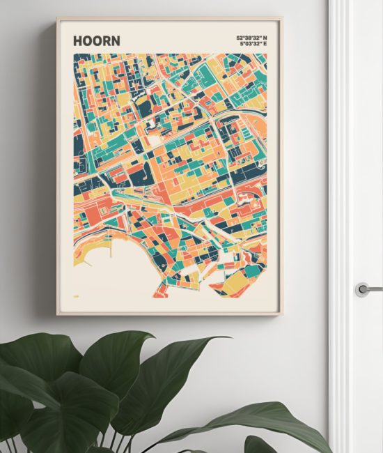 Plattegrond poster Licht Hoorn mozaiek stl 01 Mockup muur plant lijst 04 | Funky Fellow