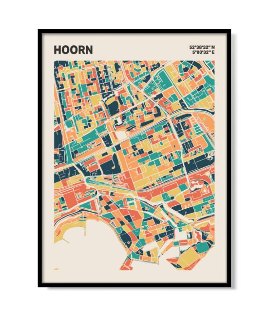Plattegrond poster Licht Hoorn mozaiek stl 01 mockup lijst 05 | Funky Fellow