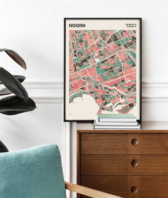 Plattegrond poster Licht Hoorn mozaiek stl 02 Mockup stoel kast lijst 03 | Funky Fellow