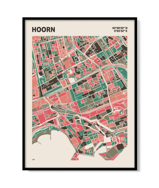 Plattegrond poster Licht Hoorn mozaiek stl 02 mockup lijst 05 | Funky Fellow