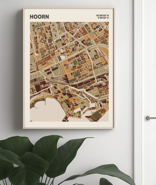 Plattegrond poster Licht Hoorn mozaiek stl 03 Mockup muur plant lijst 04 | Funky Fellow