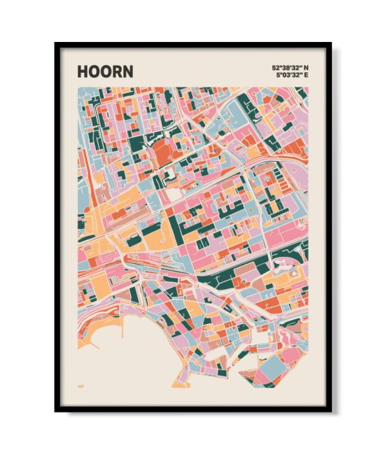 Plattegrond poster Licht Hoorn mozaiek stl 04 mockup lijst 05 | Funky Fellow