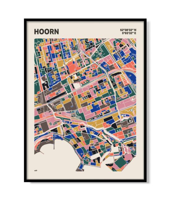 Plattegrond poster Licht Hoorn mozaiek stl 05 mockup lijst 05 | Funky Fellow