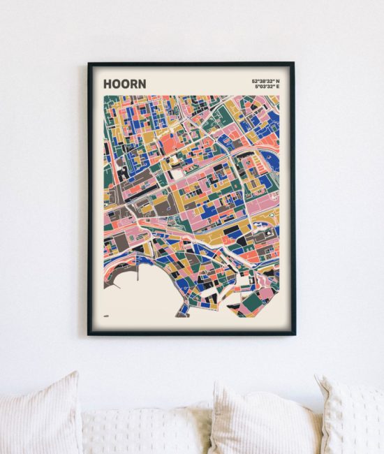 Plattegrond poster Licht Hoorn mozaiek stl 05 mockup lijst muur bank 02 | Funky Fellow