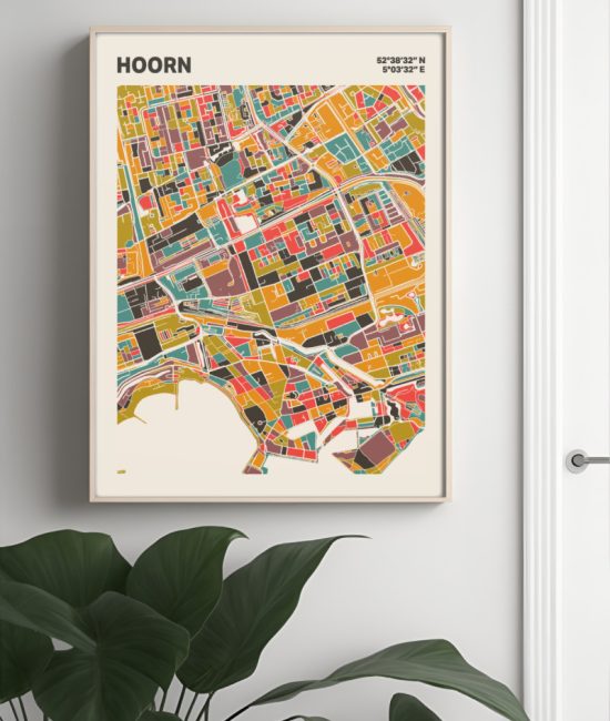 Plattegrond poster Licht Hoorn mozaiek stl 07 Mockup muur plant lijst 04 | Funky Fellow