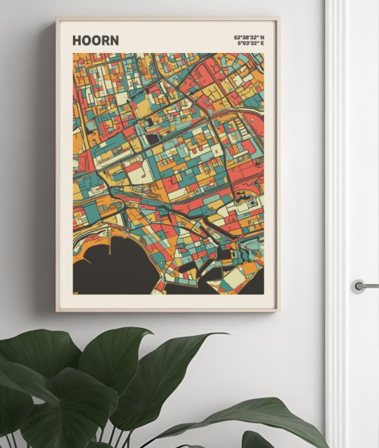 Plattegrond poster Licht Hoorn mozaiek stl 08 Mockup muur plant lijst 04 | Funky Fellow
