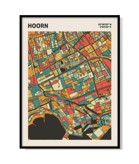 Plattegrond poster Licht Hoorn mozaiek stl 08 mockup lijst 05 | Funky Fellow