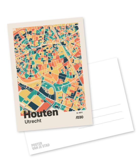 Plattegrond poster Licht Houten mozaiek stl 01 mockup A6 schaduw voor en achter | Funky Fellow