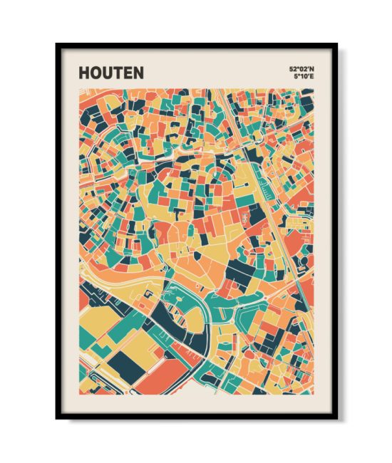 Plattegrond poster Licht Houten mozaiek stl 01 mockup lijst 05 | Funky Fellow