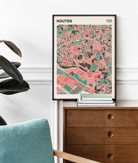 Plattegrond poster Licht Houten mozaiek stl 02 Mockup stoel kast lijst 03 | Funky Fellow