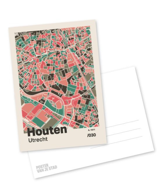 Plattegrond poster Licht Houten mozaiek stl 02 mockup A6 schaduw voor en achter | Funky Fellow