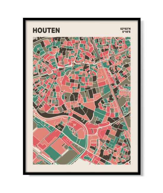 Plattegrond poster Licht Houten mozaiek stl 02 mockup lijst 05 | Funky Fellow