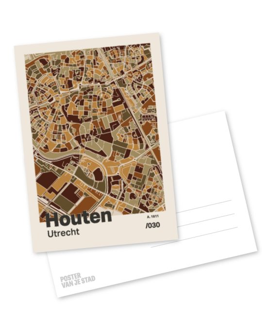 Plattegrond poster Licht Houten mozaiek stl 03 mockup A6 schaduw voor en achter | Funky Fellow