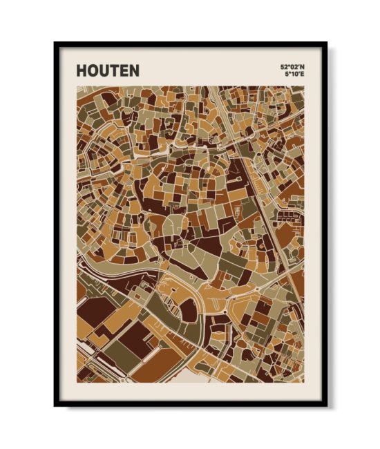 Plattegrond poster Licht Houten mozaiek stl 03 mockup lijst 05 | Funky Fellow