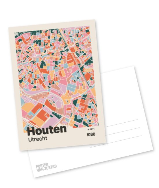 Plattegrond poster Licht Houten mozaiek stl 04 mockup A6 schaduw voor en achter | Funky Fellow