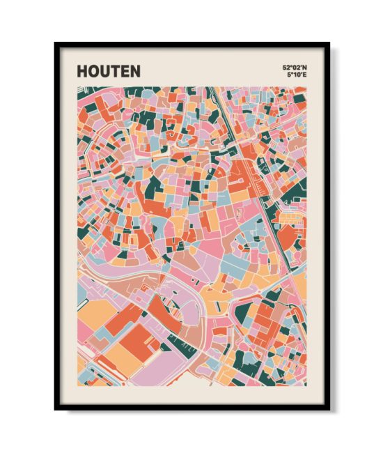 Plattegrond poster Licht Houten mozaiek stl 04 mockup lijst 05 | Funky Fellow