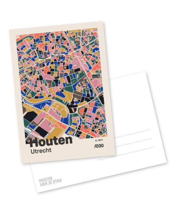 Plattegrond poster Licht Houten mozaiek stl 05 mockup A6 schaduw voor en achter | Funky Fellow