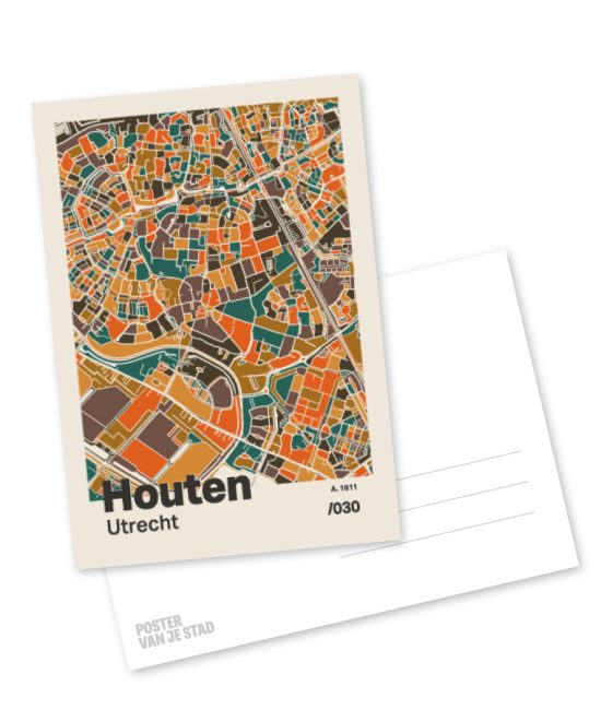 Plattegrond poster Licht Houten mozaiek stl 06 mockup A6 schaduw voor en achter | Funky Fellow