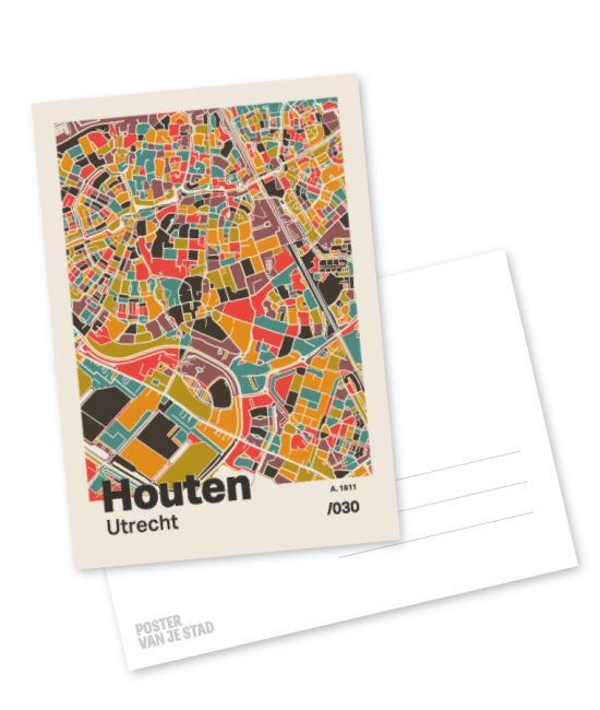 Plattegrond poster Licht Houten mozaiek stl 07 mockup A6 schaduw voor en achter | Funky Fellow
