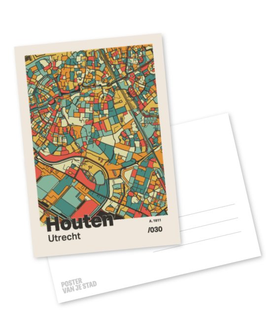 Plattegrond poster Licht Houten mozaiek stl 08 mockup A6 schaduw voor en achter | Funky Fellow