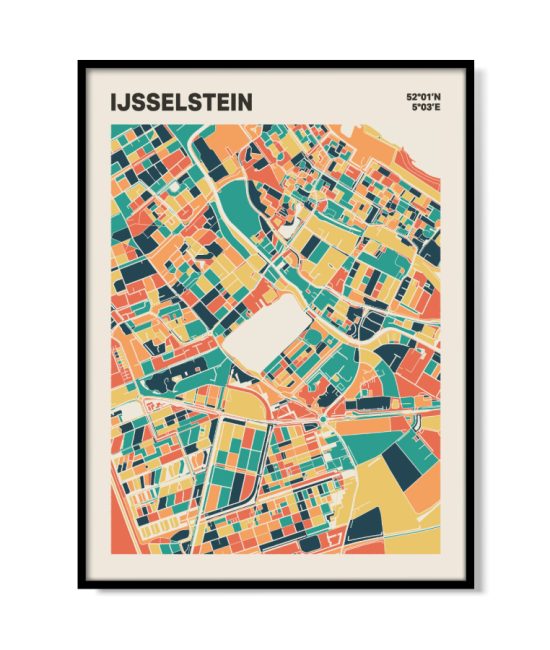 Plattegrond poster Licht IJsselstein mozaiek stl 01 mockup lijst 05 | Funky Fellow