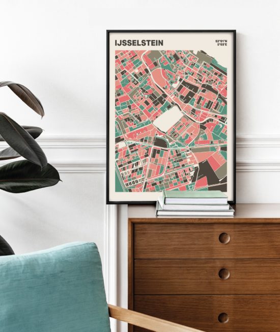 Plattegrond poster Licht IJsselstein mozaiek stl 02 Mockup stoel kast lijst 03 | Funky Fellow
