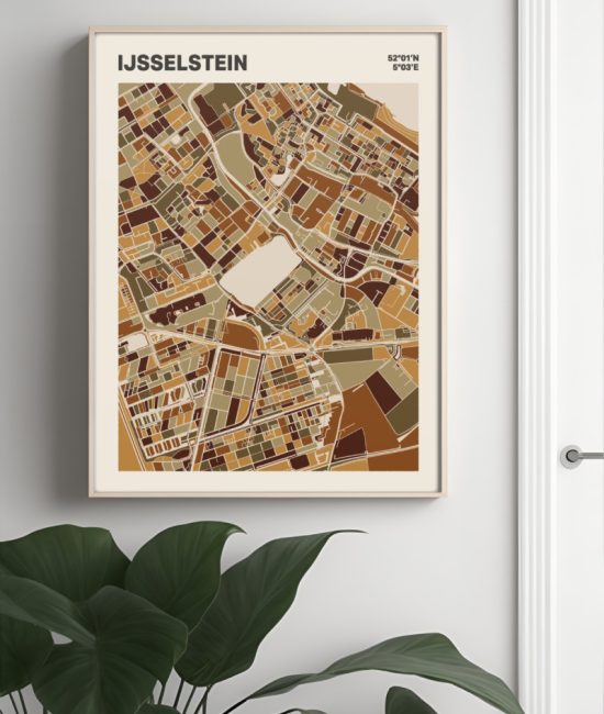 Plattegrond poster Licht IJsselstein mozaiek stl 03 Mockup muur plant lijst 04 | Funky Fellow