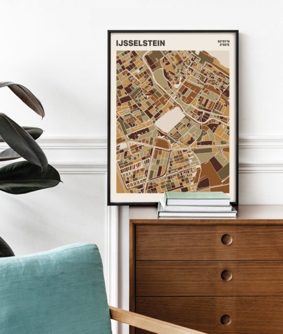 Plattegrond poster Licht IJsselstein mozaiek stl 03 Mockup stoel kast lijst 03 | Funky Fellow