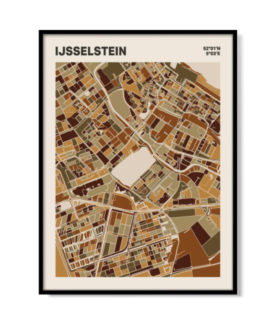Plattegrond poster Licht IJsselstein mozaiek stl 03 mockup lijst 05 | Funky Fellow